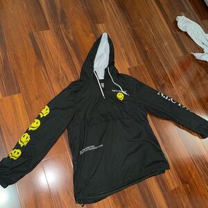 Black Hoodie with Yellow Smiley Faces